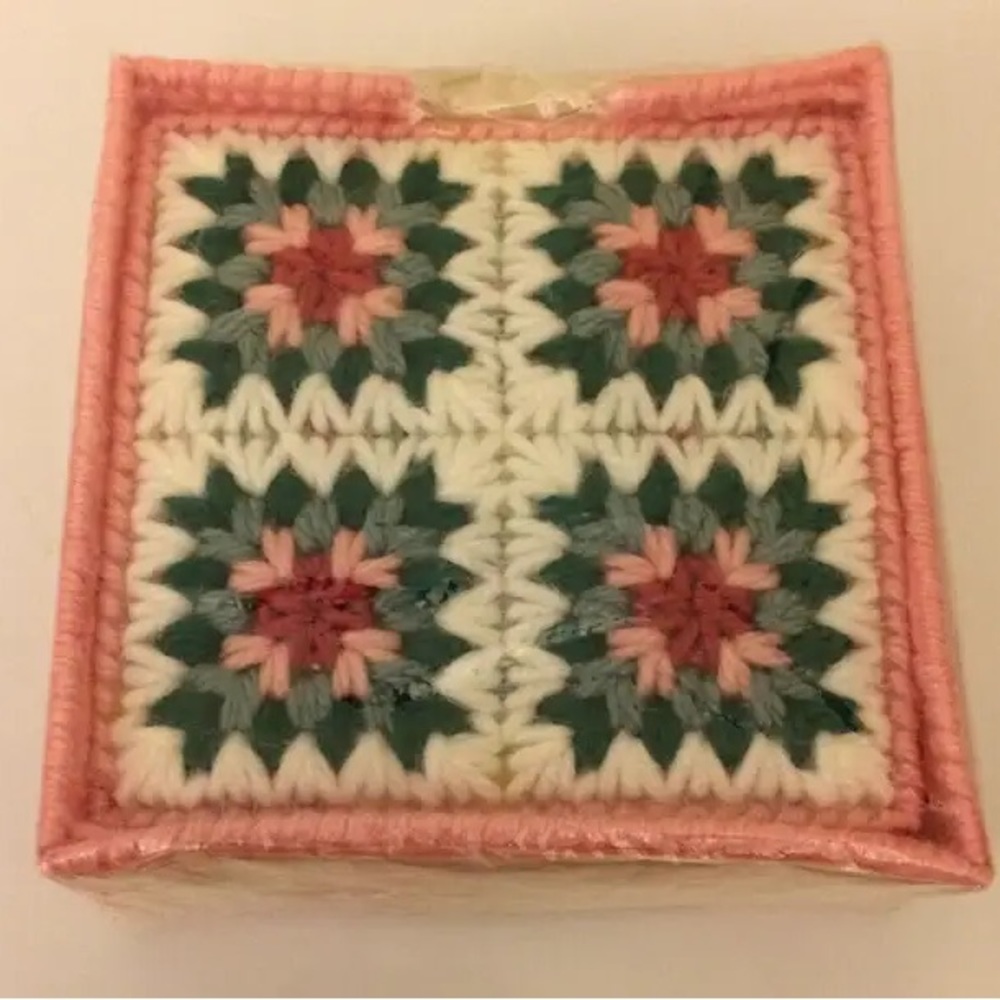 New Quilt-Style Drink Coasters Set Pink Green White Home Decor or Handmade Gift